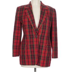 Linda Allard Ellen Tracy red plaid blazer 10P